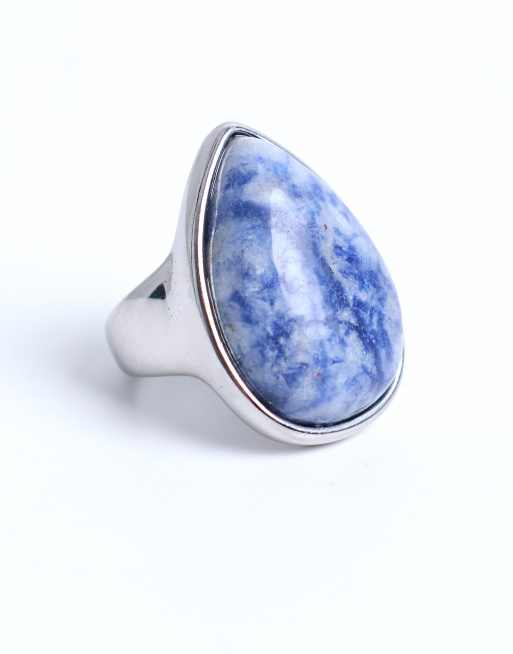 Topshop Remi stainless steel with blue semi precious stone in silver tone, 3 of 4