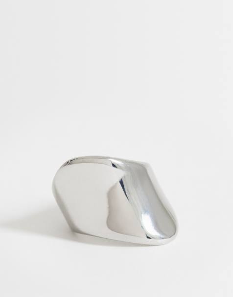Topshop - Remi - Vandtæt asymmetrisk ring i rustfri sølvfarve - view 1