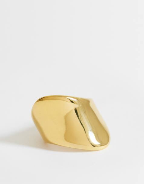 Topshop Remi waterproof asymmetric ring in gold-tone stainless steel - view 1