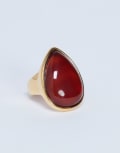 [Topshop] Topshop Remi waterproof stainless steel ring with semi-precious stone in gold and burnt orange-Silver S GOLD & ORANGE