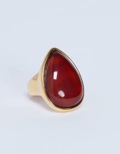 Remi waterproof stainless steel ring with semi precious stone in gold and burnt orange