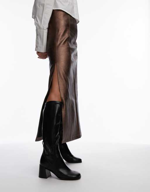 Topshop – Ren – Czarne botki do kolan na wysokim obcasie, 4 z 4