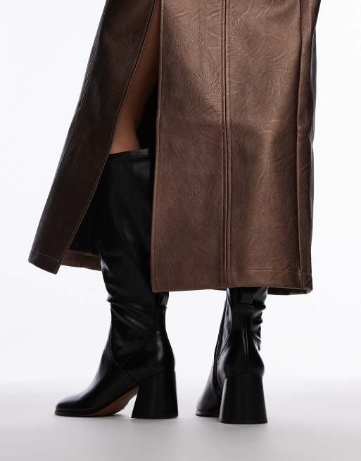 Topshop - Ren - Stivali al ginocchio neri con tacco, 3 di 4