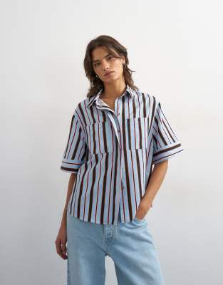 Topshop Resort Boxy Shirt In Multi