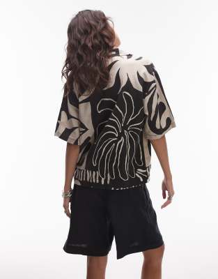 Topshop Resort Shirt In Black