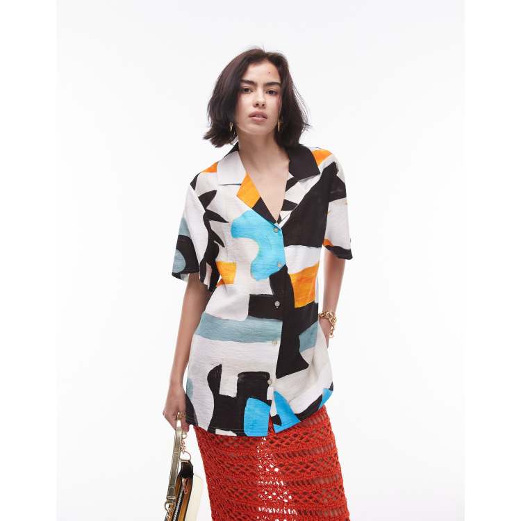 Topshop resort shirt in block star print ASOS