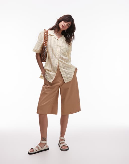 Topshop resort shirt in yellow and green stripe, 3 of 4