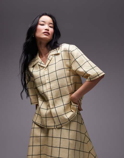 Topshop resort shirt in yellow windowpane plaid - view 1
