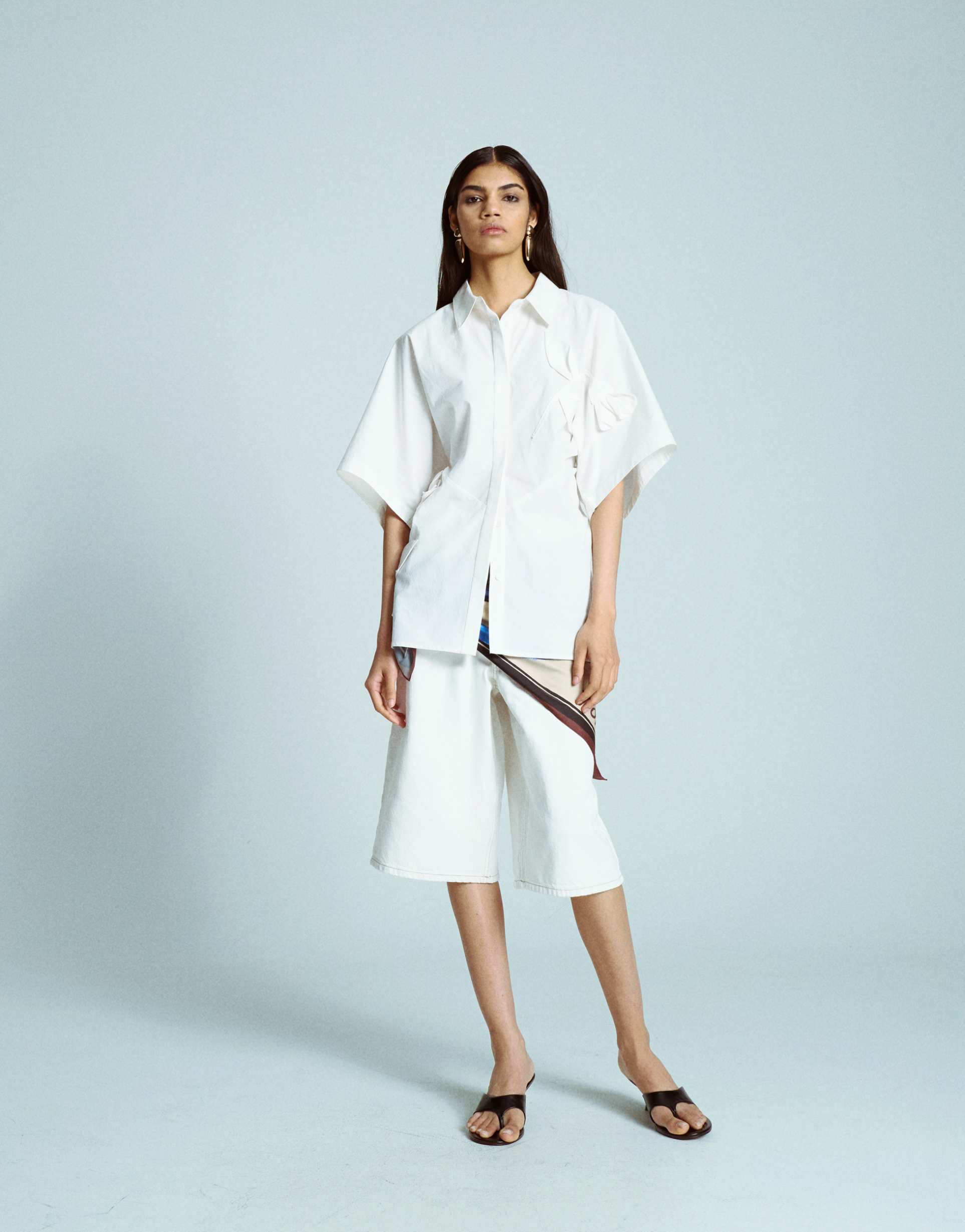 topshop resort shirt with 3d flower applique in white