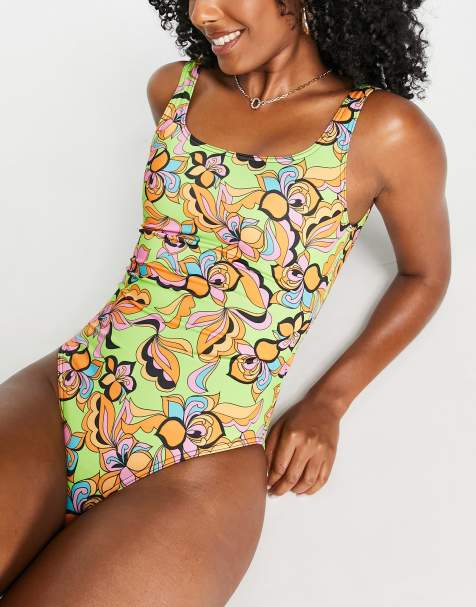 ASOS DESIGN Ornate Western Sequin Embellished High Leg Swimsuit