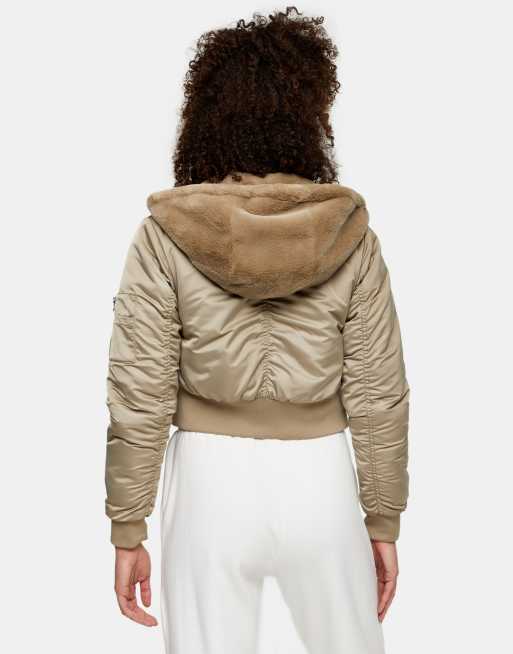 Reversible fur jacket with hood online