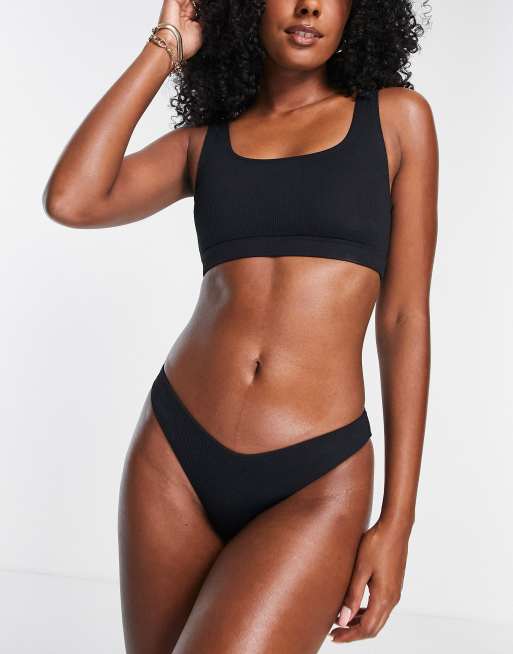 Black crop cheap top bikini