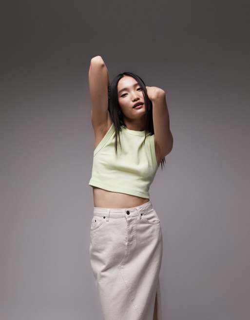 Topshop rib cropped tank in butter yellow