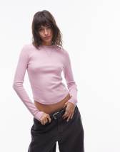 COLLUSION fitted polo top in pink brown stripe
