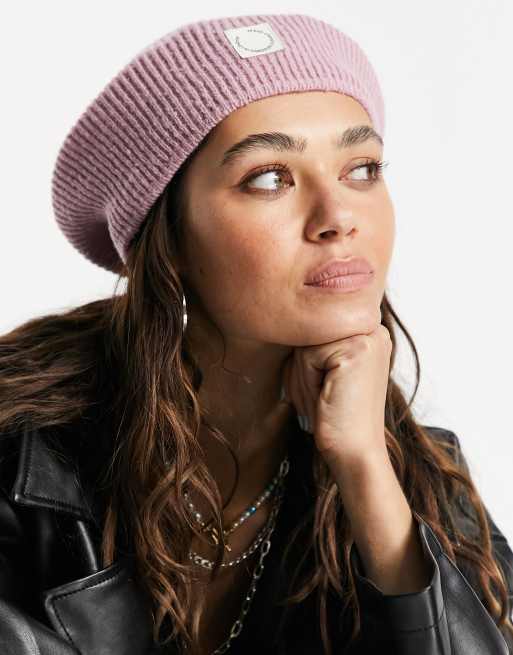 Topshop rib knit beret in pink | ASOS