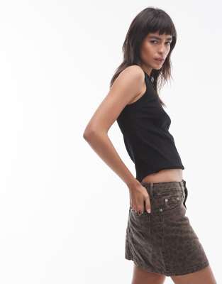 Topshop Rib Racer Tank Top In Black