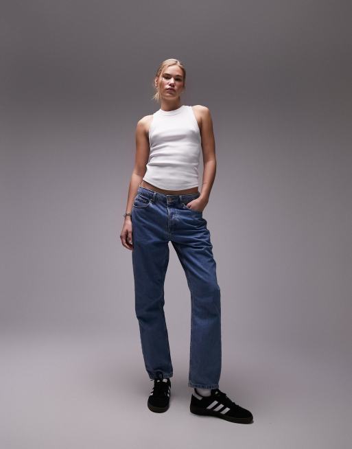 Topshop rib racer tank top in white | ASOS