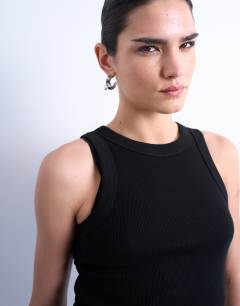 Model wearing Rib racer vest in black