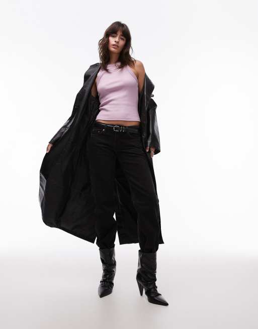 Topshop rib racer vest in pink