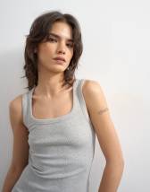 Topshop rib scoop neck vest in grey marl