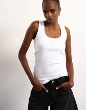 Topshop rib scoop neck vest in white