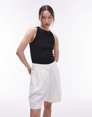 Topshop Clean Stretch Cotton Tank Top In Black