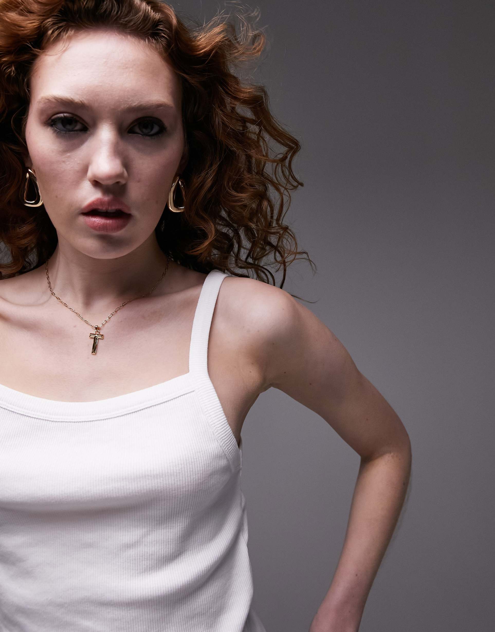topshop rib tank top in white