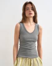Topshop rib v-neck vest in grey marl