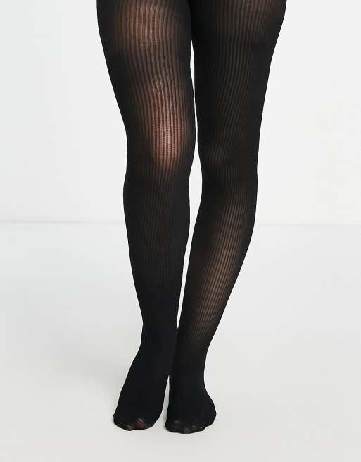 Topshop ribbbed tights  in black