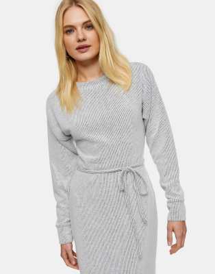 topshop grey ribbed dress