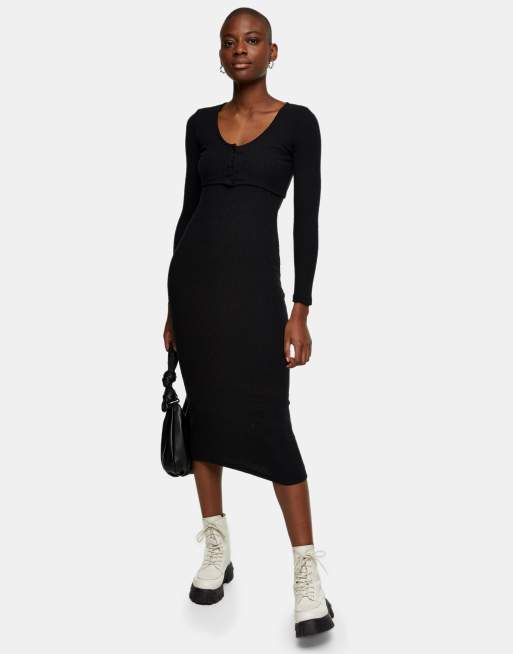 Topshop ribbed shop midi dress