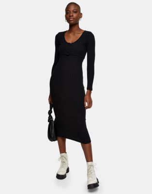 topshop black long sleeve dress