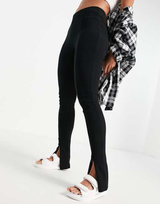 Black Vinyl Zip Front Leggings - ShopperBoard