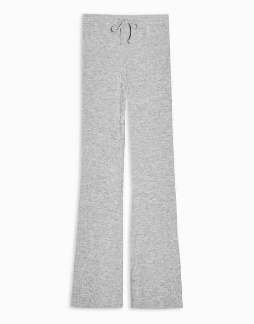 Topshop Ribbed Flared Pants in Gray, 3 of 4