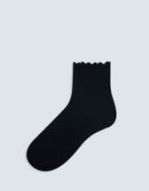 Topshop ribbed frill socks in black