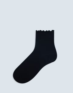 Ribbed frill socks in black