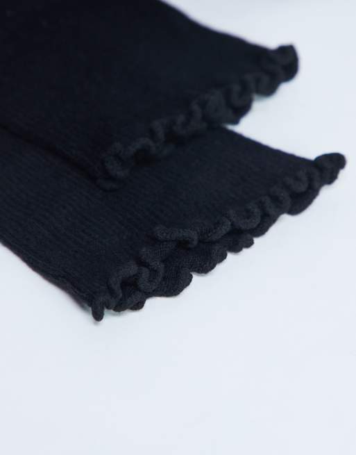 Topshop ribbed frill socks in black, 4 of 4