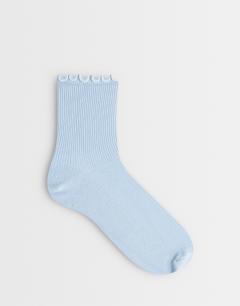 Ribbed frill socks in blue