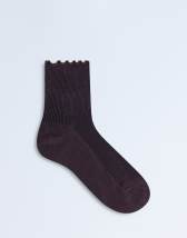 Topshop ribbed frill socks in chocolate