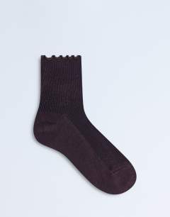 Ribbed frill socks in chocolate