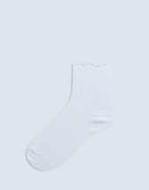Topshop ribbed frill socks in white
