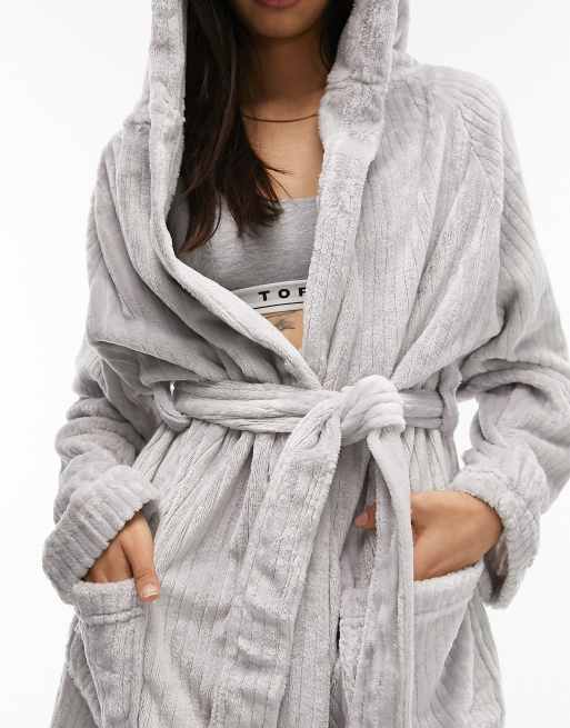 Topshop ribbed hooded raglan robe