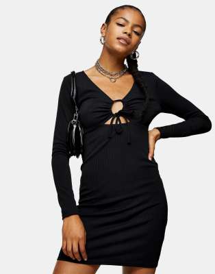 topshop black bodycon dress