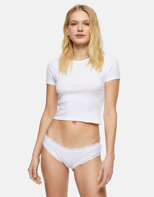 Topshop ribbed knickers in white