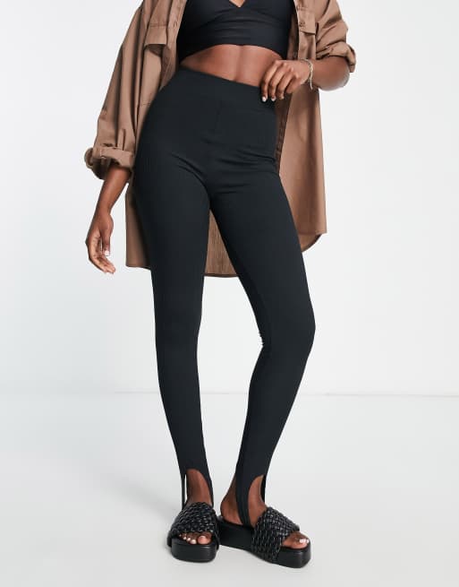 Topshop Petite stirrup legging in black