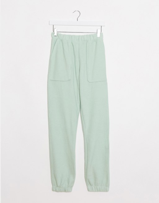Topshop ribbed sweatpants in sage green | ASOS