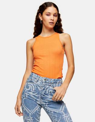 Topshop ribbed tank in orange | ASOS