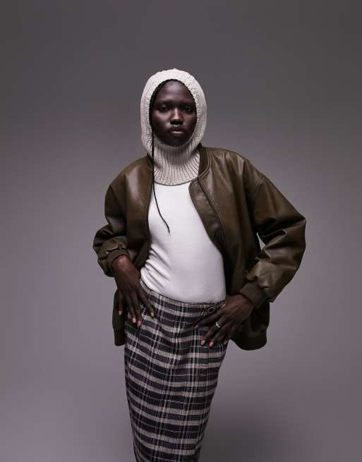 Topshop ribben balaclava in biscuit