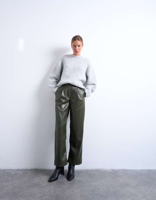 Topshop - Ribgebreide oversized trui met ballonmouwen in grijs, 4 van 4
