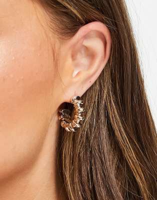 Topshop ridged hoops in gold